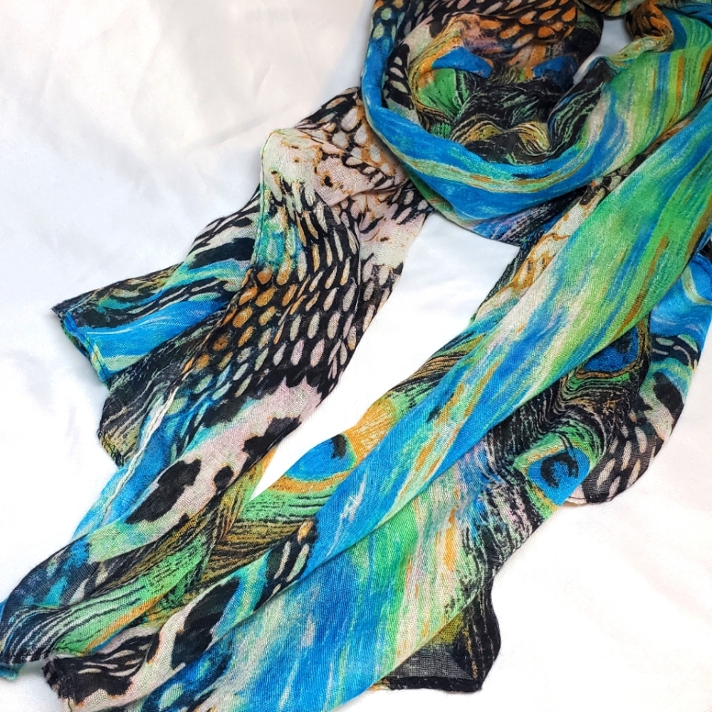 Vibrant Blue and Green Scarf